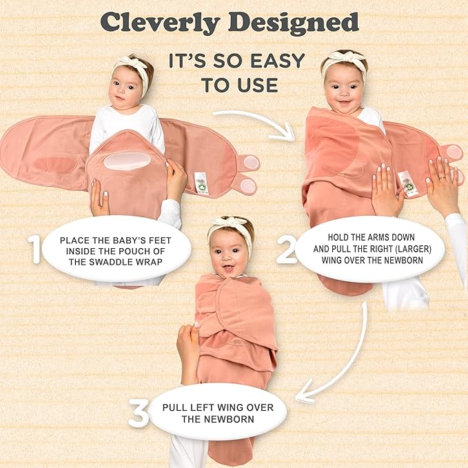 Bublo Baby Newborn Swaddle Sleep Sacks - Infant 0-3 Months, Swaddles for Newborns Baby Girls Boys, 100% Organic Cotton Nursery Swaddling Blankets (3-Pack)