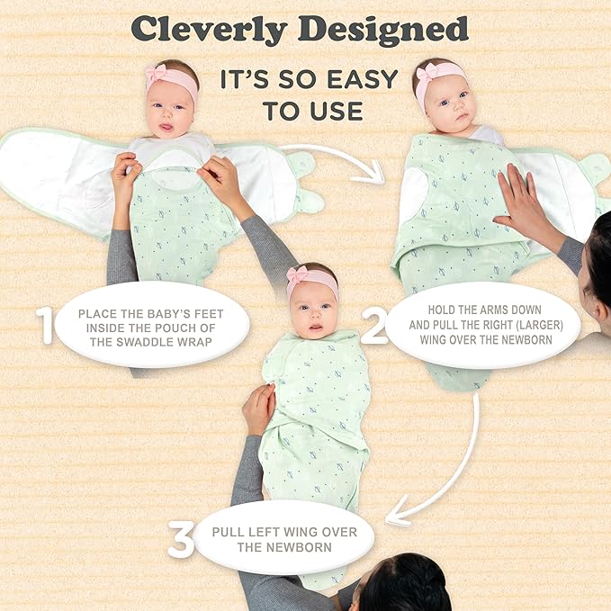 Bublo Baby Swaddles for Newborn Boys – 3-Pack Infant Swaddles 0-3 Months – Adjustable Newborn Swaddle Sleep Sack – Soft Organic Cotton Baby Wrap for Safe & Cozy Sleep