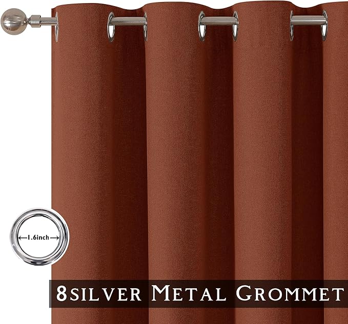 ChrisDowa 100% Blackout Terracotta Solid Curtains 90 Inches Long 2 Panels for Bedroom Living Room,Farmhouse Room Darkening Thermal Insulated Soundproof Grommet Top Window Treatment Drapes,52x90