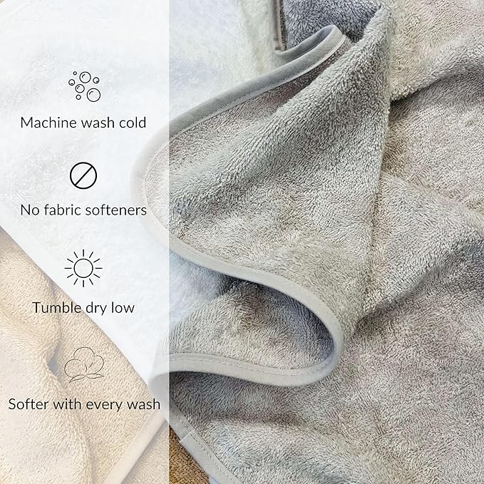 Pine & Palm Home Baby Hooded Towel - Rayon from Bamboo & Turkish Cotton - Super Soft & Absorbent Infant & Toddler Bath Towel (Pumice Stone)