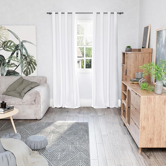 BGment White Blackout Curtains for Bedroom 84 Inch Length 2 Panels Set, Thermal Insulated Bedroom Curtains Soundproof Room Darkening Window Curtain Drapes, Each Grommet Curtains 52 Inch Wide