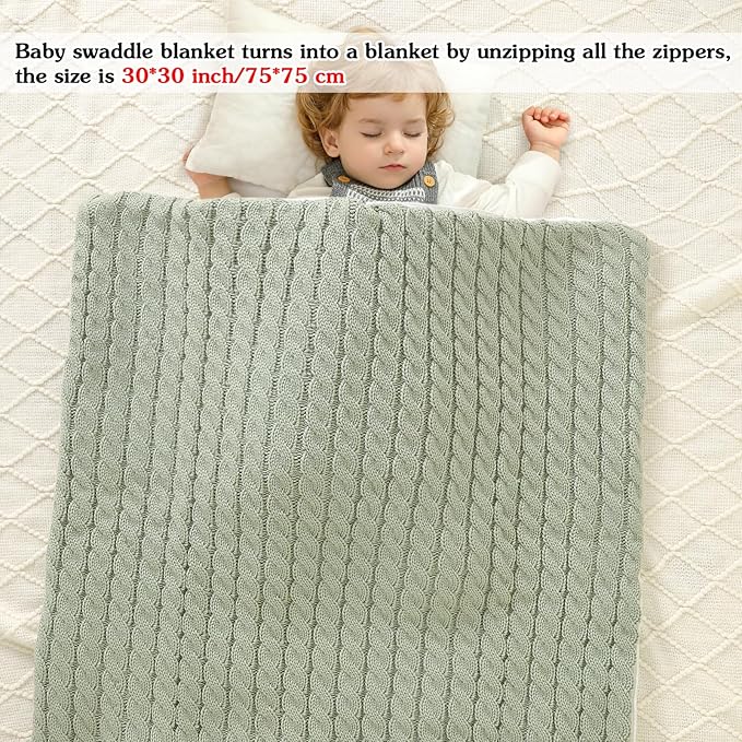 Yanmucy Baby Swaddle Blanket Multifunction Wrap Knitted Sleeping Bag Newborn Baby Receiving Blankets Stroller Wrap for 0-12 Months (Green)