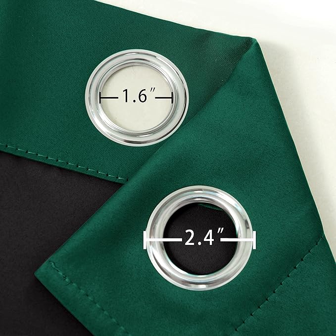 LEMOMO 100% Blackout Dark Green Curtains with Black Lining/52 x 84 Inch/Set of 2 Panels Thermal Insulated Room Darkening Curtains for Bedroom