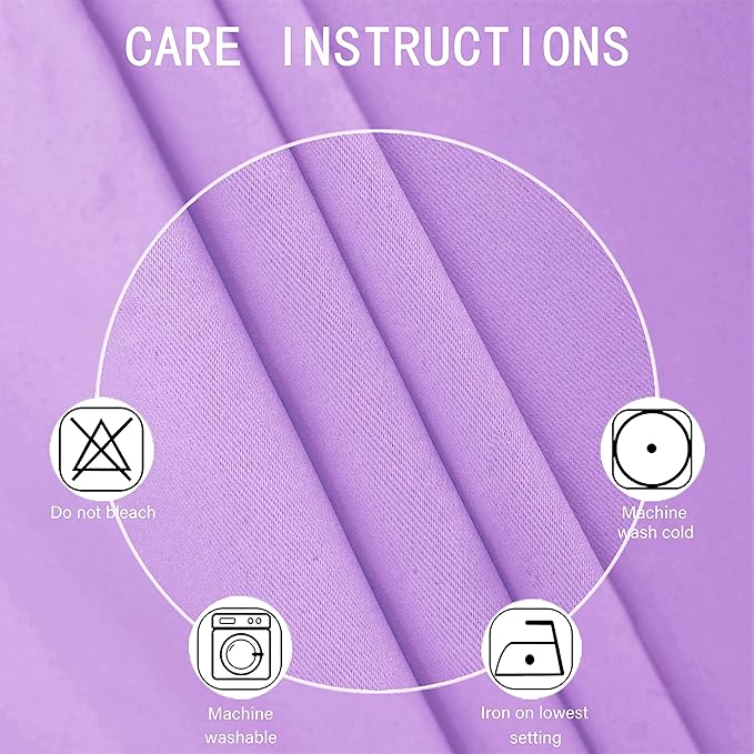 LEMOMO 100% Blackout Curtains 52 x 72 Inch/Lavender Curtains 2 Panels with Black Lining Room Darkening Thermal Insulated Bedroom Curtains