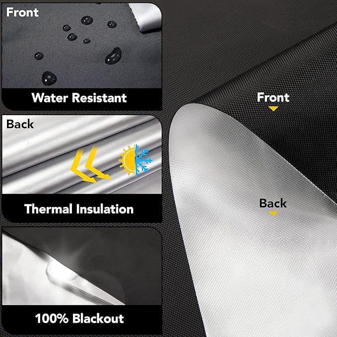 Deconovo 100% Blackout Shades for Windows, Thermal Blinds for Windows, Portable Black Out Window Covers for Baby Nursery, Bedroom, Travel, 1 Piece, Black, 118x57 Inch