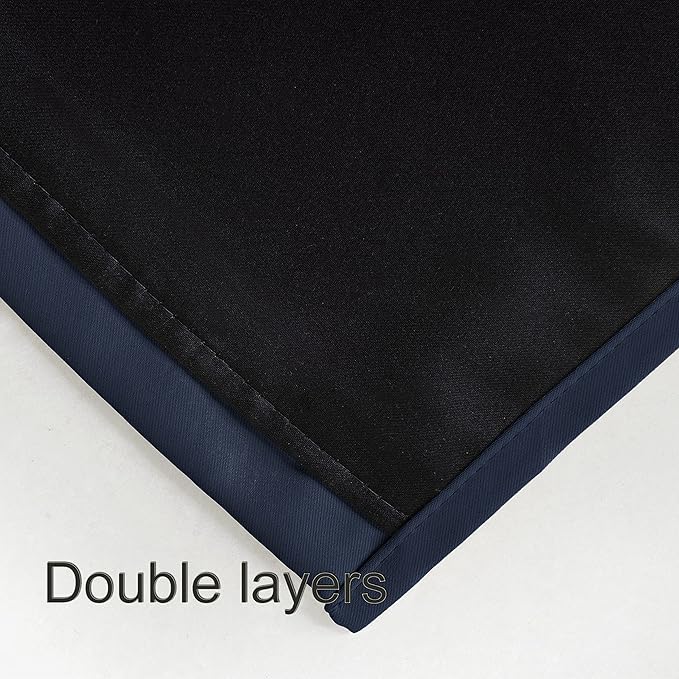 LEMOMO 100% Blackout Curtains 52 x 95 Inch/Navy Blue Curtains 2 Panels with Black Lining Room Darkening Thermal Insulated Bedroom Curtains