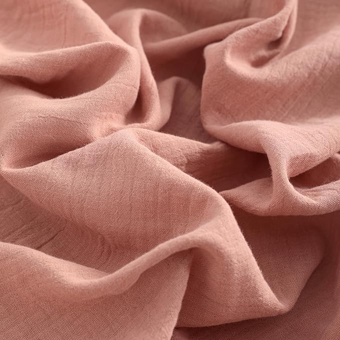 NTBAY 2 Pack Muslin Cotton Mini Crib Sheets, Soft and Breathable Double Layer 24x38 Baby Crib Sheets for Mini Crib and Toddler Mattresses, Boys, Girls, Unisex, Blush Pink, 24x38 Inches