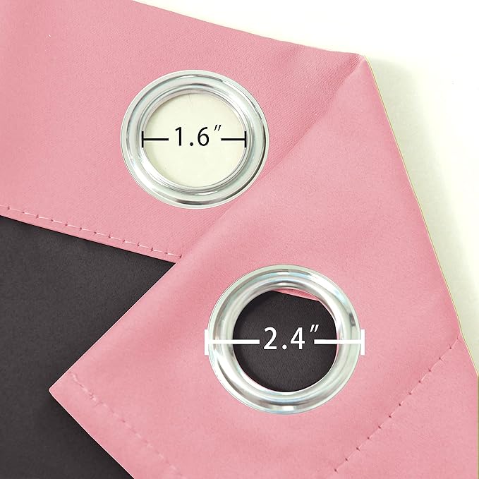 LEMOMO 100% Blackout Pink Curtains with Black Lining/52 x 84 Inch/Set of 2 Panels Thermal Insulated Room Darkening Curtains for Bedroom