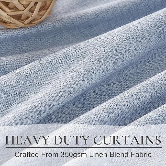 DustyBlue 90 Inch long Darkening Curtains for Kids/Boys Rooms/Bedroom 2 Panels Set, Floor to Ceiling Track Pinch Pleated Drapes Hooks Linen Thermal Coastal Curtain Window Burg Light Blue 40"Wx90"L