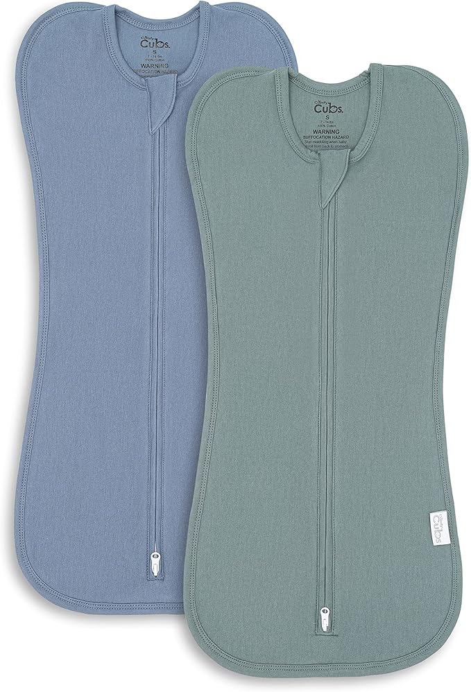 Comfy Cubs Swaddle Blanket Baby Girl Boy Easy Zipper Wrap 2 Pack Newborn Infant Sleep Sack (Large 3-6 Months, Nomadic Blue, Azul)