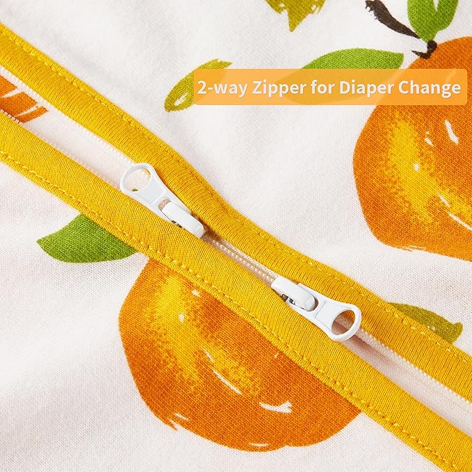 TILLYOU 2 Pack Baby Sleep Sack 6-12 Months 100% Cotton Wearable Blanket 0.5 TOG Sleeveless Summer Sleep Sacks with 2-Way Zipper, Orange Flavour & Orange