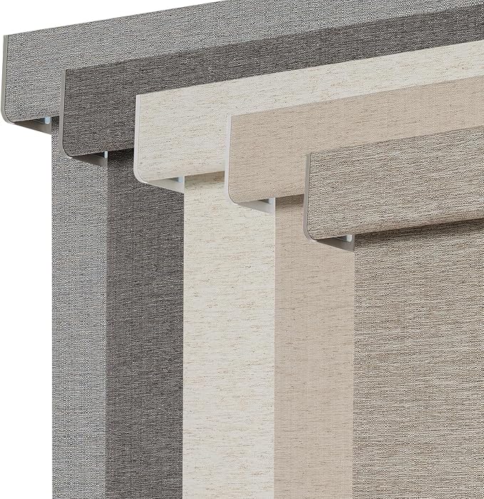 Persilux Blackout Roller Shades for Window Blinds,Cordless,Linen Fabric,Thermal Insulated Fabric UV Protection Shades for Home,Office,Bedroom,Door,Blackout-Light Brown,34 1/2" W X 64" H