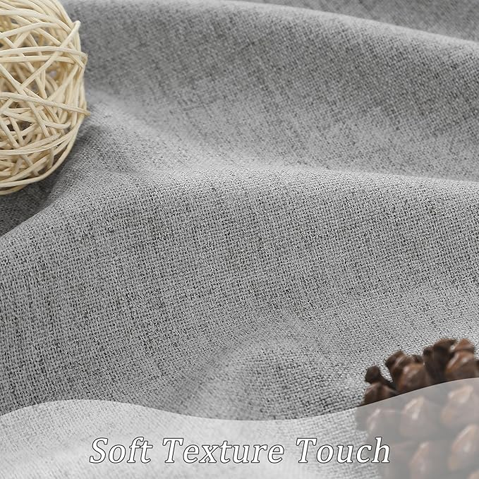 RAIN CITY Grey Linen Blackout Curtains 45 Inches Long,100% Light Blocking Textured Curtains for Bedroom Living Room Thermal Back Tab Rod Pocket Curtains 2 Panels with Hooks 50 x 45
