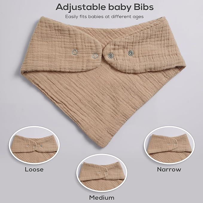 LILY O LAUREL Muslin Baby bibs for drooling and teething, 100% cotton, Bibs for baby girl, Muslin bibs for boys (8 Pack)