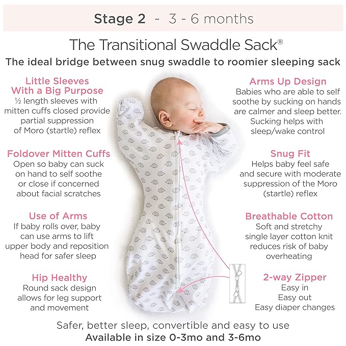 SwaddleDesigns Transitional Swaddle Sack with Arms Up Half-Length Sleeves and Mitten Cuffs, Tiny Hedgehogs, Small, 0-3mo, 6-14 lbs (Better Sleep for Baby Boys, Baby Girls, Easy Swaddle (Pack of 2)