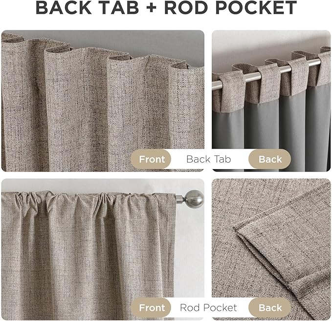 Joydeco Linen Blackout Curtains for Bedroom - 100% Light Blocking 1 Panels, Linen Drapes 100" W x 108" L, Thermal Insulated Room Darkening Curtains for Living Room, Rod Pocket & Back Tabs