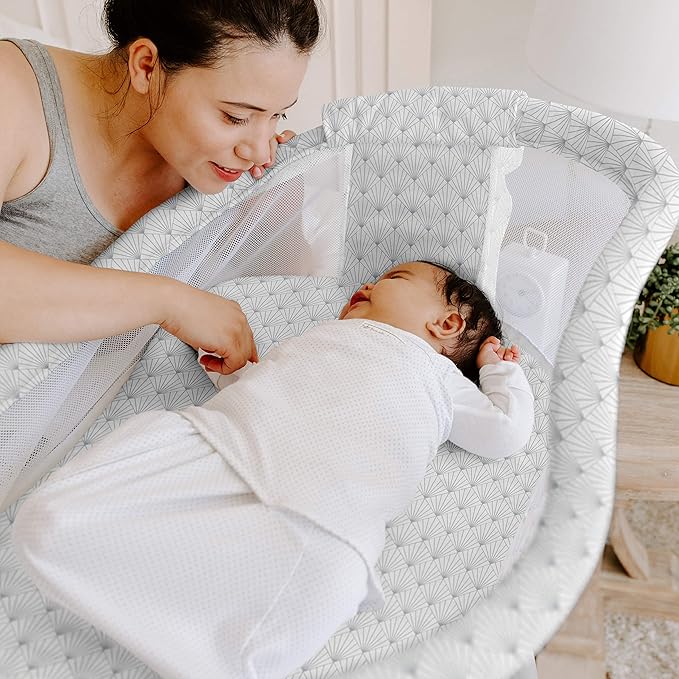 HALO BassiNest Fitted Sheet – 100% Cotton, Soft and Breathable Bassinet Sheet for Babies, 30” x 16” Pre-Shrunk Sheet, Pebble