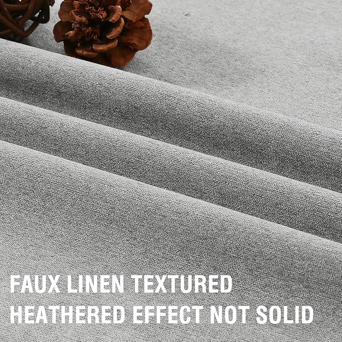 H.VERSAILTEX 100% Blackout Linen Curtains 84 inch Length - Thick Curtains for Living Room Perfect for Home Privacy and Sunlight Blocking 2 Panel Sets, 52x84 Inch, Heather Ultimate Gray(Not Solid)
