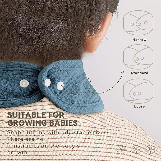 Wrrernsin Muslin Baby Bibs for Unisex Boys Girls, Cotton Drool Bibs, Adjustable Newborn Bibs for Drooling and Teething