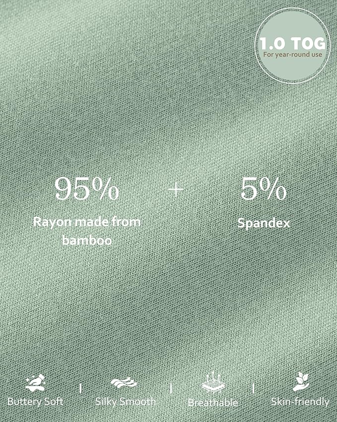 FIEMOL Rayon Made from Bamboo Baby Sleep Sack 18-24 Months, 1.0 Tog Baby Wearable Blanket, Soft Sleeping Bag for Infant Toddler Babies with 2-Way Zipper 2 Pack (X-Large) Green Dinosaur