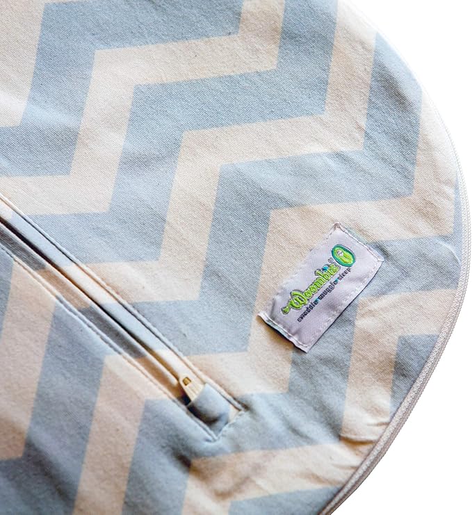 Woombie Grow with Me Baby Swaddle, Convertible Swaddle Fits Babies 0-9 Months, Expands to Wearable Blanket for Babies up to 18 Months, Dreamy Blue Chevron