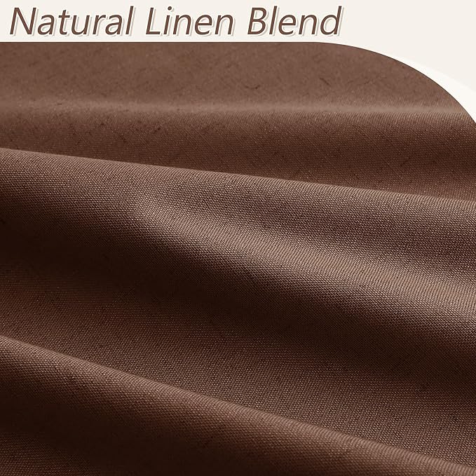 Guken 100% Blackout Curtains 84 Inch Length 2 Panels Set for Living Room Bedroom Back Tab Thermal Insulated Black Out Linen Drapes Room Darkening Window Curtains 84 Inches Long,Rustic Brown