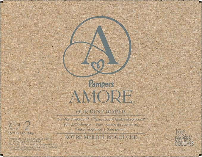 Pampers Amore, Size 2 (10-22 lbs), 186 Count, Our Best Diaper