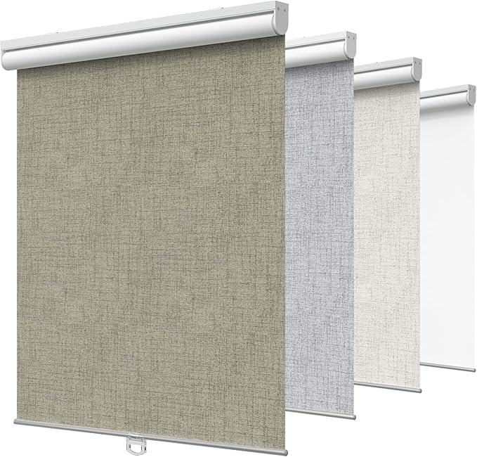 GENIMO 100% Blackout Roller Window Shades, Window Blinds Cordless with Thermal Insulated, UV Protection Fabric, Mini French Door Blinds for Home, Office, Bedroom, Easy to Install, Brown, 39" W X 72" H