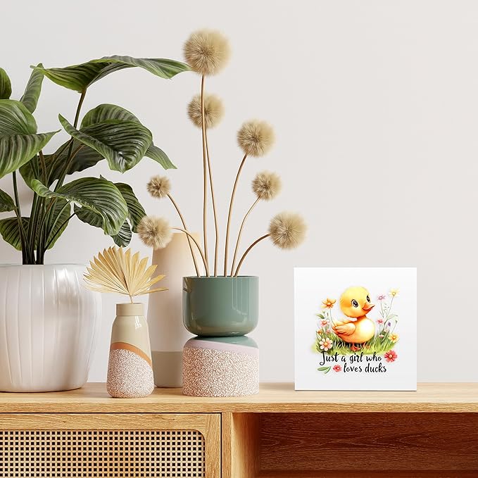 Duck Decor Wooden Box Sign Decorative, Home Room Desk Decorations For Teens Teenage Girls Age 8-12, Duck Lovers Themed Gifts Stuff Accessories Things Merchandise Items!