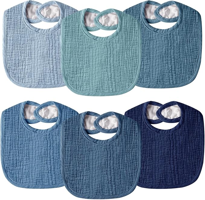 Wrrernsin Muslin Baby Bibs for Unisex Boys Girls, Cotton Drool Bibs, Adjustable Newborn Bibs for Drooling and Teething