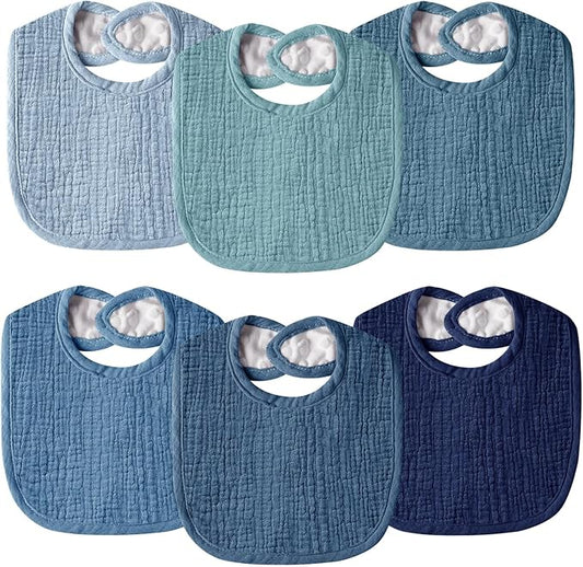 Wrrernsin Muslin Baby Bibs for Unisex Boys Girls, Cotton Drool Bibs, Adjustable Newborn Bibs for Drooling and Teething