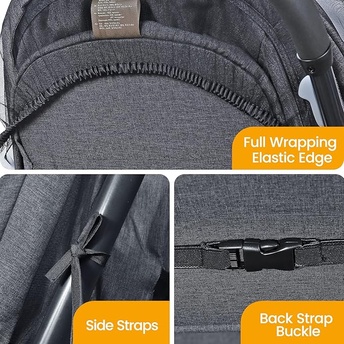 Orzbow Mosquito Net for Stroller | Universal Baby Bug Net for Strollers, Car Seats, Bassinets, Cradles, Mini Cribs, Breathable & Foldable Mosquito Cover with Travel Bag, Baby Summer Essentials, Black