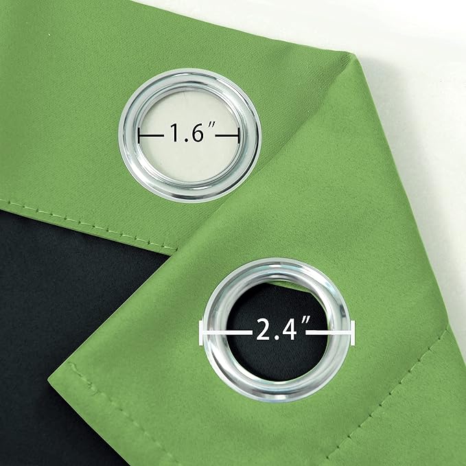 LEMOMO 100% Blackout Light Green Curtains with Black Lining/52 x 63 Inch/Set of 2 Panels Thermal Insulated Room Darkening Curtains for Bedroom