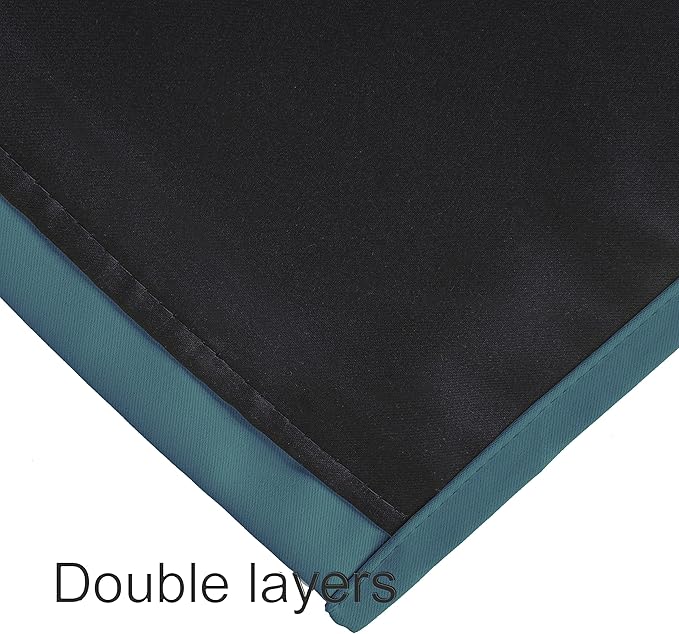 LEMOMO 100% Blackout Curtains 52 x 72 Inch/Sea Teal Curtains 2 Panels with Black Lining Room Darkening Thermal Insulated Bedroom Curtains