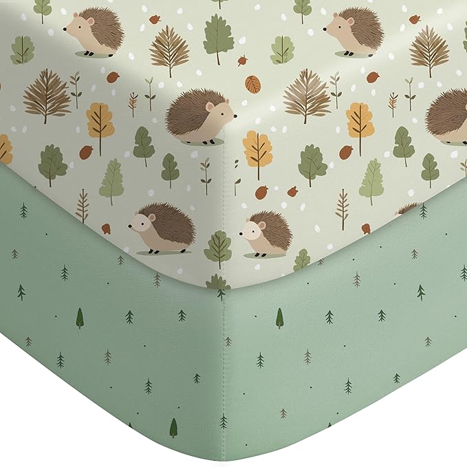 Baby Crib Sheets for Boys Girls Neutral, 2 Pack Crib Mattress Sheet for Standard Crib and Toddler Mattress, Super Soft Breathable Fitted Crib Sheet, 52" x 28"