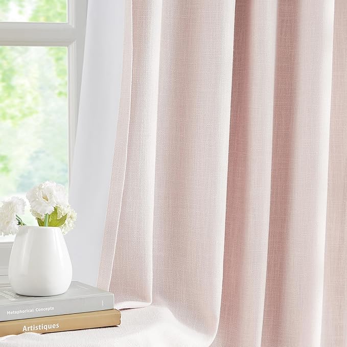 WEST LAKE Short Pink Bailey Pinch Pleated Full Blackout Curtain Panels 63 Inches Long with Liners,Textured Pinch Pleat Drapes for Girls Room,Thermal Insulating Window Treatment for Bedroom,40"Wx63"Lx2