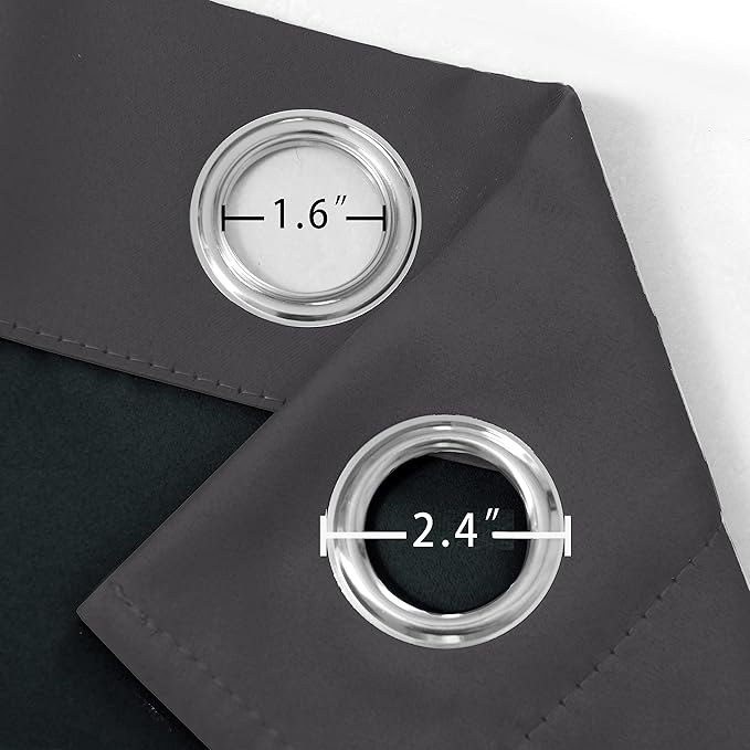 LEMOMO 100% Blackout Curtains 66 x 84 Inch Dark Grey Curtains 2 Panels Darkening Thermal Insulated Bedroom Curtains
