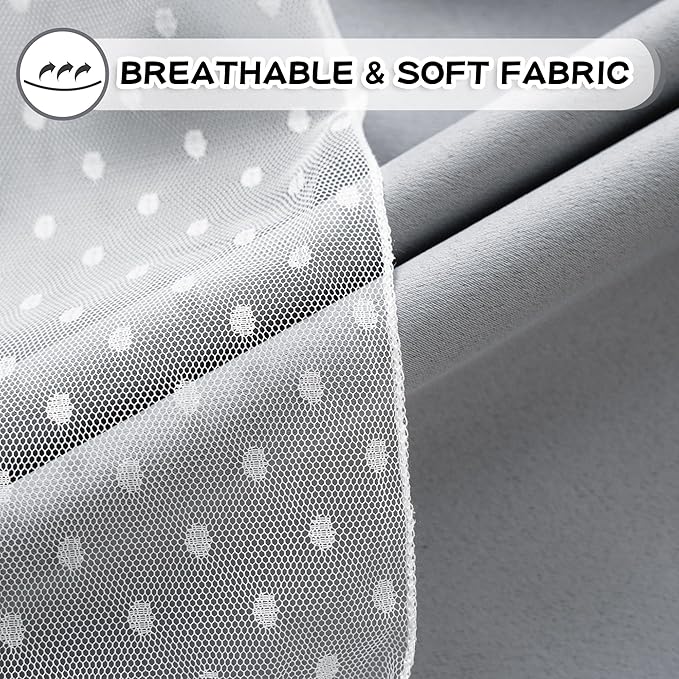MYSKY HOME 70% Blackout Curtains for Girls Bedroom & Nursery Kids Grey Cute Curtains 63 inch Long Double Layer with Polka Dots Sheer, Grommet Tops, 52" Wide Each Panel, 2 Panels