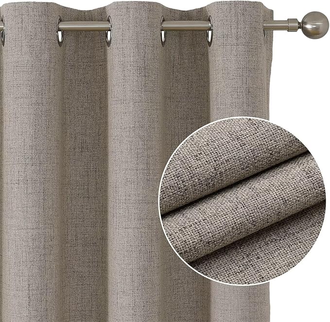 Joydeco 100% Blackout Curtains Customize for Living Room Bedroom, Linen Grommet Privacy Thermal Insulated Room Darkening Curtain 1 Panel (Custom Size, Color)