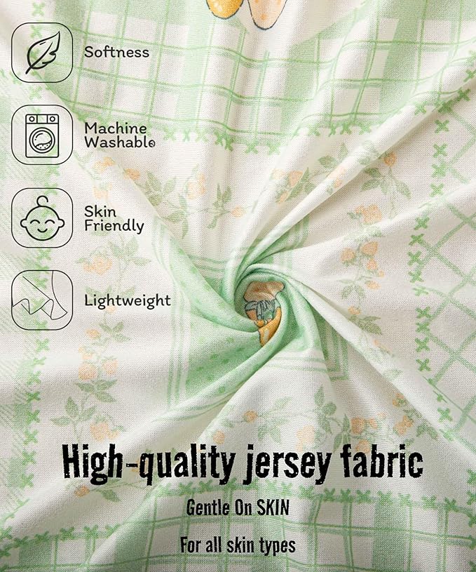 SDY Jersey Floral Crib Sheets for Baby Boys and Girls,52”x28”x8,2 Pack,Neutral Green Flower Standard Oval/Retangle Crib Mattress Sheets for Toddler,Super Soft Breathable