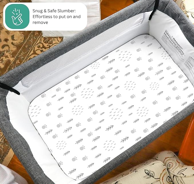 Bassinet Sheets for Fodoss, Dream On Me Skylar, BabyBond, Delta Children, wayfong, YADAQE by TansyPanda, 3PC, 33x20 in, Ultra Soft, Breathable Snug Fit, Unisex Boys Girls, Gray (Woodland Rainbow)