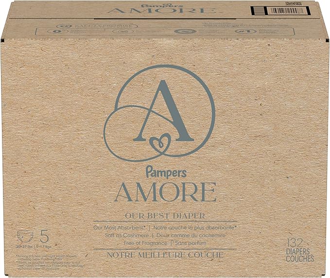 Pampers Amore, Size 5 (20-37 lbs), 132 Count, Our Best Diaper