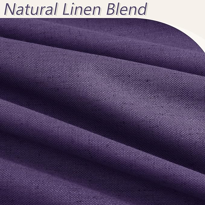 Guken 100% Blackout Curtains 102 Inch Length 2 Panels Set for Living Room Bedroom Back Tab Thermal Insulated Black Out Linen Drapes Room Darkening New Purple,52x102