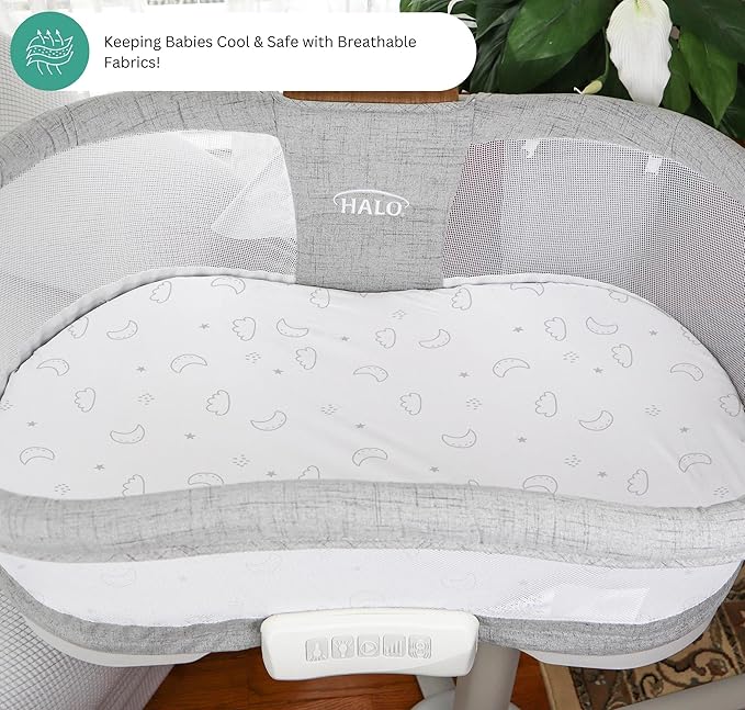 TansyPanda Halo Bassinet Sheets for BassiNest Luxe Swivel, Soothing, Swivel, Lite, Essential Sleeper, 3 Pack, 33 X 17 Inch, Ultra Soft, Snug Fit, Unisex Boys Girls, Gray White (Moon, Stars, Clouds)