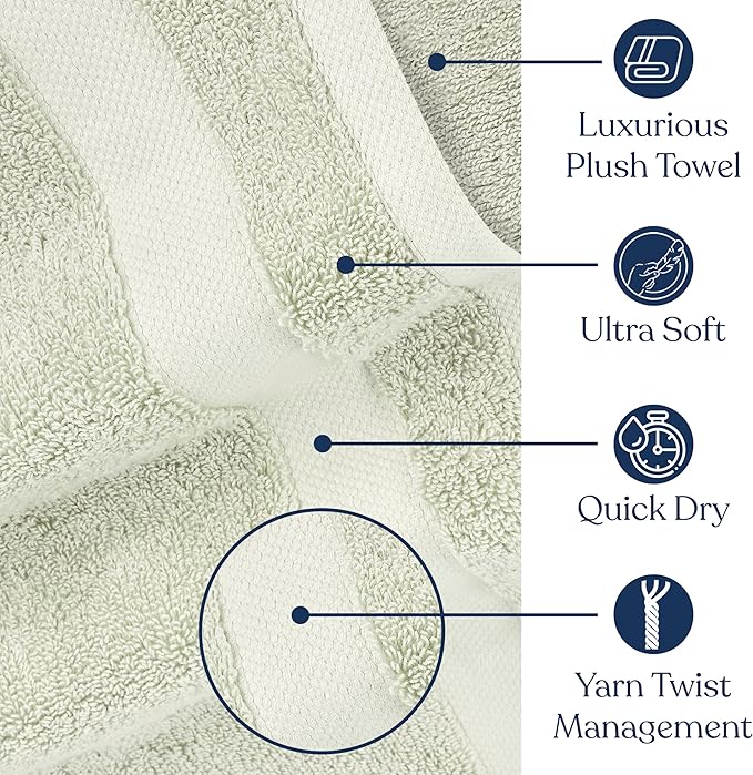 Delara Organic Cotton Luxuriously Plush Bath Towel 10 Piece Set|GOTS & Oeko-TEX Certified|Premium Hotel Quality Towels|Feather Touch Technology|650 GSM Long Staple|Soft, Quick Dry & Ultra-Absorbent