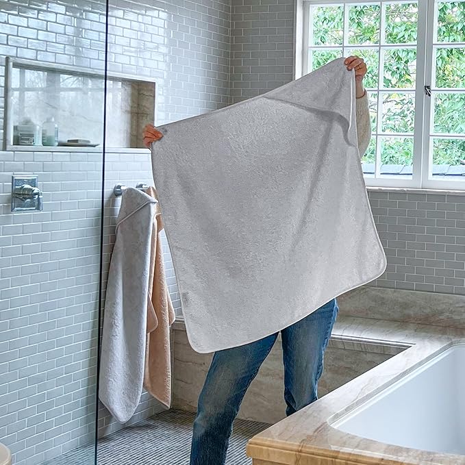 Pine & Palm Home Baby Hooded Towel - Rayon from Bamboo & Turkish Cotton - Super Soft & Absorbent Infant & Toddler Bath Towel (Pumice Stone)