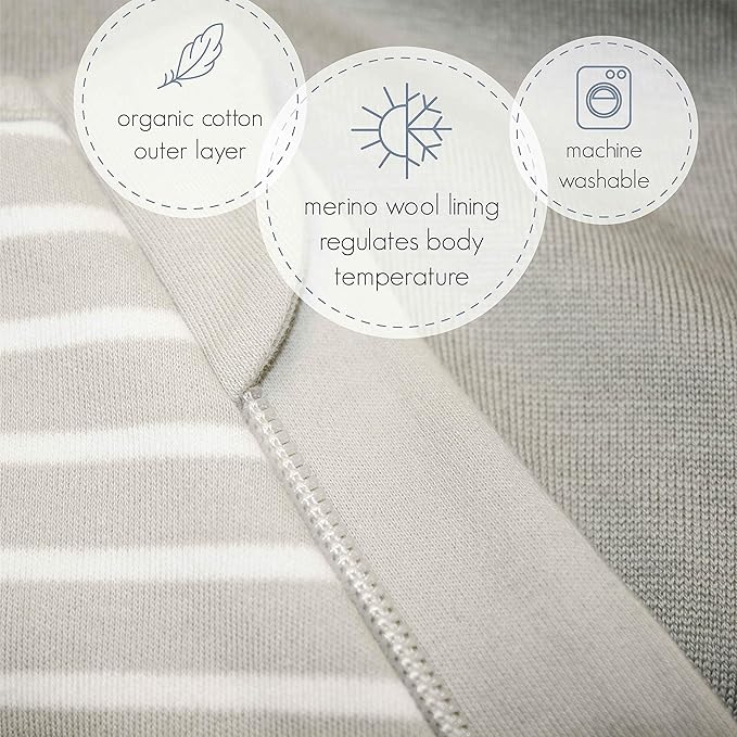 Woolino Merino Wool and Organic Cotton Baby Sleep Bag - 4 Season Classic Sleep Sack for Baby - Two-Way Zipper Sleeping Bag for Baby and Toddler - 6-18 Months - Panda