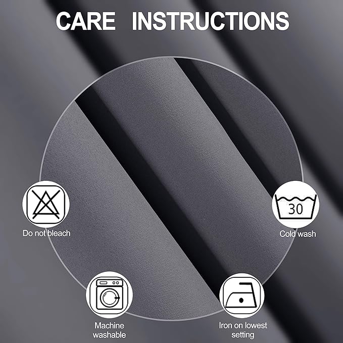 LEMOMO 100% Blackout Curtains 52 x 95 Inch/Grey Curtains 2 Panels with Black Lining Room Darkening Thermal Insulated Bedroom Curtains