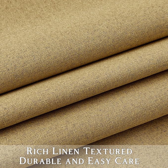 ChrisDowa 100% Blackout Mustard Yellow Solid Curtains 90 Inches Long 2 Panels for Bedroom Living Room,Farmhouse Room Darkening Thermal Insulated Soundproof Grommet Top Window Treatment Drapes,52x90