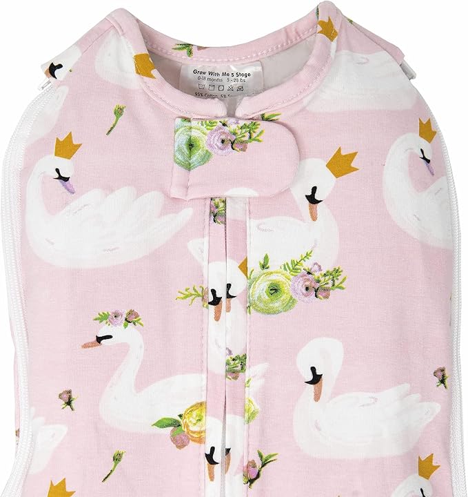 Woombie Grow with Me Baby Swaddle, Convertible Swaddle Fits 0-9 Months, Expands to Wearable Blanket for up to 18 Months, Princess Swan
